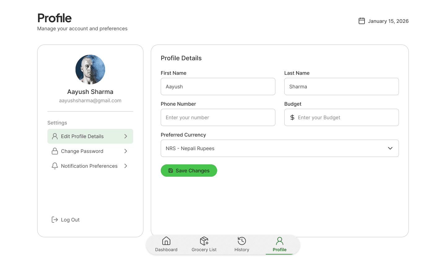 Profile Settings - Profile