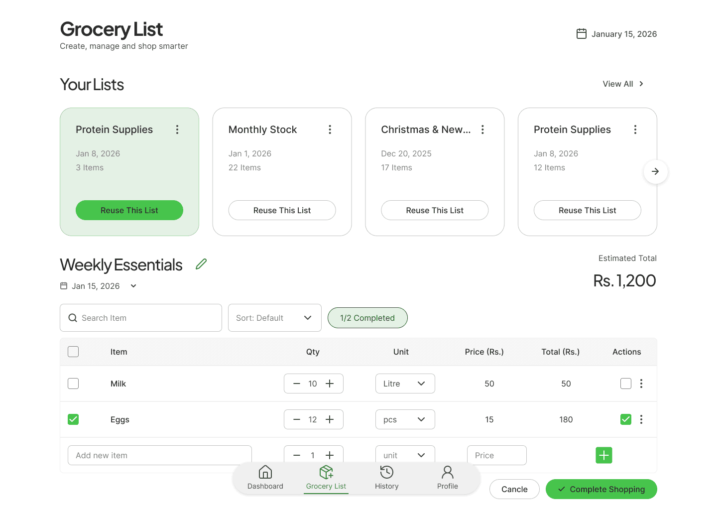 Grocery Listings